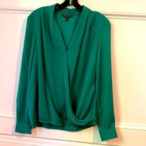 Emerald Green Silk Long Sleeve Blouse Banana Republic Small